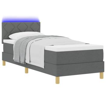 Boxspringbett mit Matratze & LED Dunkelgrau 80x200 cm Stoff