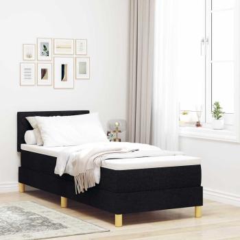 ARDEBO.de - Boxspringbett mit Matratze & LED Schwarz 80x200 cm Stoff