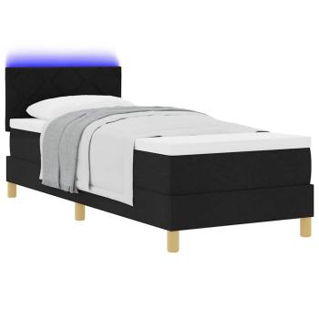 Boxspringbett mit Matratze & LED Schwarz 80x200 cm Stoff