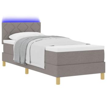 Boxspringbett mit Matratze & LED Taupe 80x200 cm Stoff