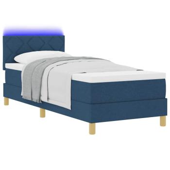 Boxspringbett mit Matratze & LED Blau 80x200 cm Stoff