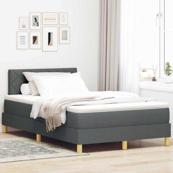 ARDEBO.de - Boxspringbett mit Matratze & LED Dunkelgrau 120x190 cm Stoff