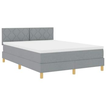 Boxspringbett mit Matratze & LED Hellgrau 140x190 cm Stoff