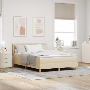 ARDEBO.de - Boxspringbett mit Matratze & LED Creme 160x200 cm Stoff