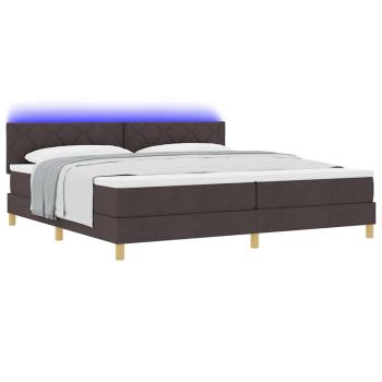 Boxspringbett mit Matratze & LED Dunkelbraun 200x200 cm Stoff