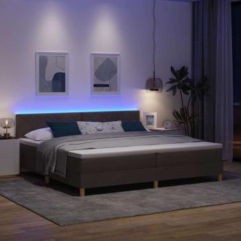 Boxspringbett mit Matratze & LED Dunkelbraun 200x200 cm Stoff