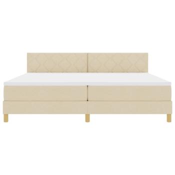 Boxspringbett mit Matratze & LED Creme 200x200 cm Stoff