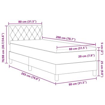 LED Boxspringbett mit Matratze Dunkelgrün 80x200 cm Samt