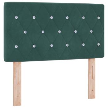 LED Boxspringbett mit Matratze Dunkelgrün 80x200 cm Samt