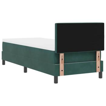 LED Boxspringbett mit Matratze Dunkelgrün 80x200 cm Samt