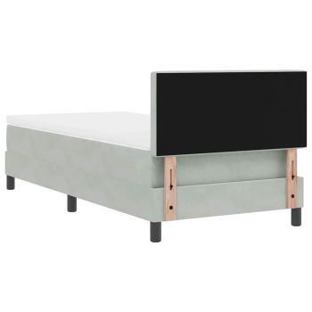 LED Boxspringbett mit Matratze Hellgrau 90x190 cm Samt