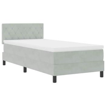 LED Boxspringbett mit Matratze Hellgrau 90x190 cm Samt