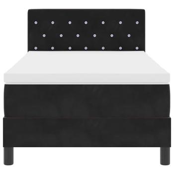 LED Boxspringbett mit Matratze Schwarz 90x190 cm Samt
