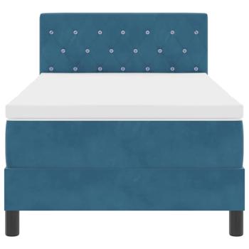 LED Boxspringbett mit Matratze Dunkelblau 90x200 cm Samt