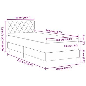 LED Boxspringbett mit Matratze Dunkelgrün 100x200 cm Samt
