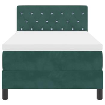LED Boxspringbett mit Matratze Dunkelgrün 100x200 cm Samt