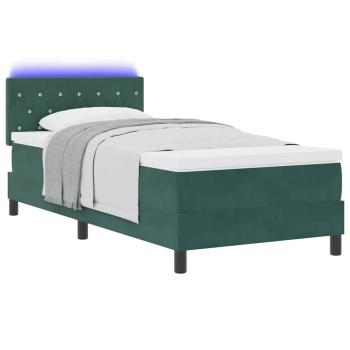 LED Boxspringbett mit Matratze Dunkelgrün 100x200 cm Samt