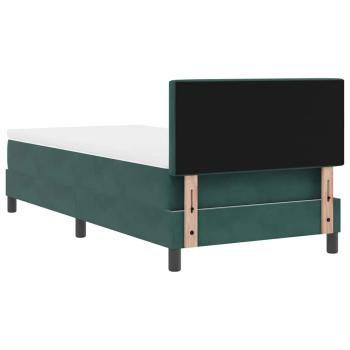 LED Boxspringbett mit Matratze Dunkelgrün 100x200 cm Samt