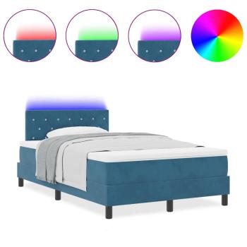LED Boxspringbett mit Matratze Dunkelblau 120x200 cm Samt