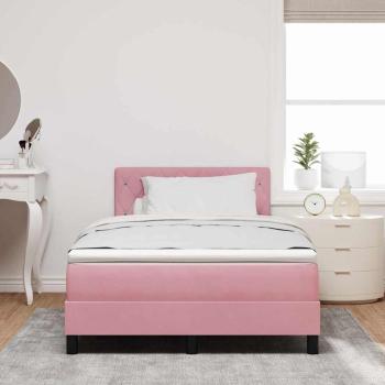 LED Boxspringbett mit Matratze Rosa 120x200 cm Samt