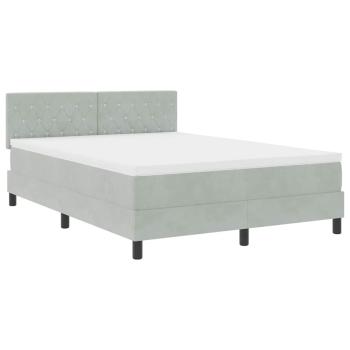 LED Boxspringbett mit Matratze Hellgrau 140x190 cm Samt