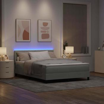 LED Boxspringbett mit Matratze Hellgrau 140x190 cm Samt