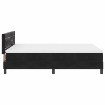 LED Boxspringbett mit Matratze Schwarz 140x190 cm Samt