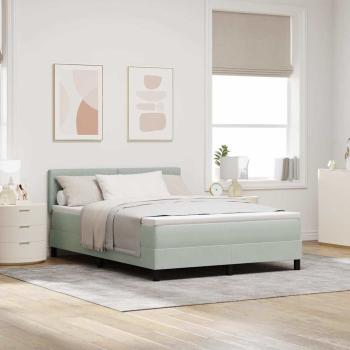 ARDEBO.de - LED Boxspringbett mit Matratze Hellgrau 140x200 cm Samt