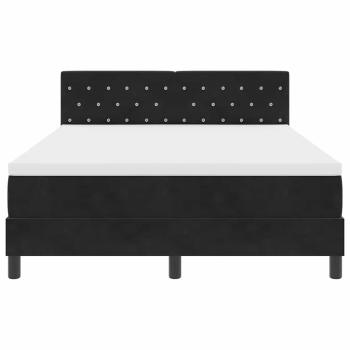 LED Boxspringbett mit Matratze Schwarz 140x200 cm Samt