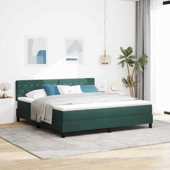 ARDEBO.de - LED Boxspringbett mit Matratze Dunkelgrün 180x200 cm Samt
