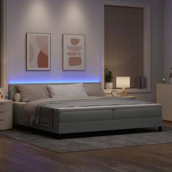 LED Boxspringbett mit Matratze Hellgrau 200x200 cm Samt