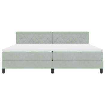 LED Boxspringbett mit Matratze Hellgrau 200 x 200 cm Samt