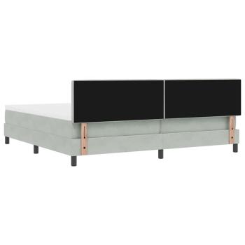 LED Boxspringbett mit Matratze Hellgrau 200 x 200 cm Samt