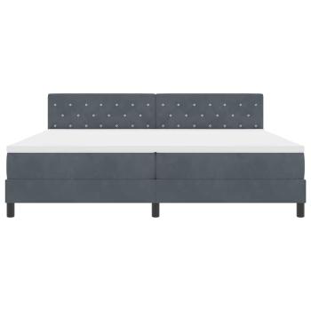 LED Boxspringbett mit Matratze Dunkelgrau 200x200 cm Samt