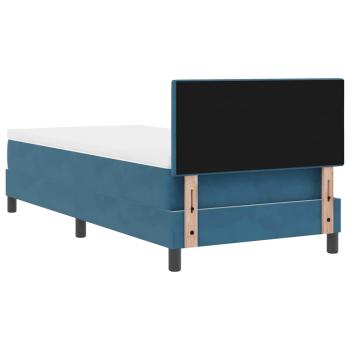 LED Boxspringbett mit Matratze Dunkelblau 90x190 cm Samt