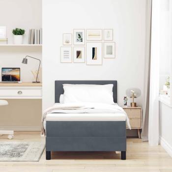 LED Boxspringbett mit Kopfteil Dunkelgrau 100 x 200 cm Samt