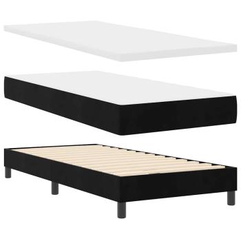 LED Boxspringbett mit Matratze Schwarz 100x200 cm Samt