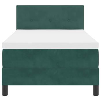 LED Boxspringbett mit Matratze Dunkelgrün 100x200 cm Samt