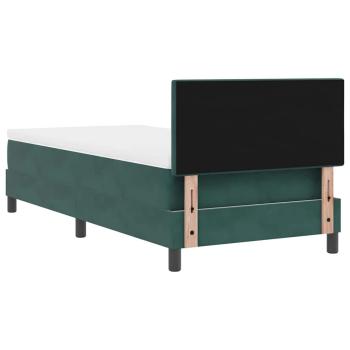 LED Boxspringbett mit Matratze Dunkelgrün 100x200 cm Samt