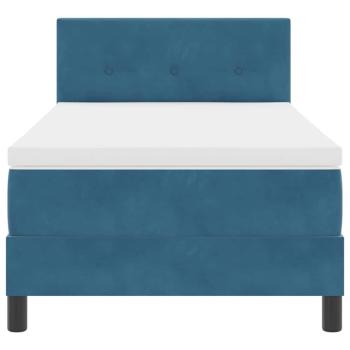 LED Boxspringbett mit Matratze Dunkelblau 100x200 cm Samt