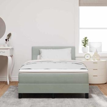 LED Boxspringbett mit Matratze Hellgrau 120x200 cm Samt