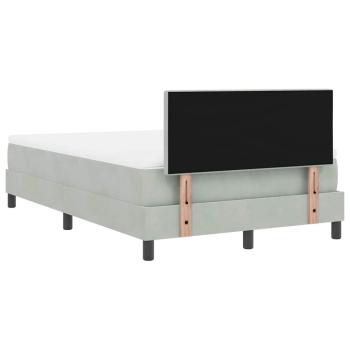 LED Boxspringbett mit Matratze Hellgrau 120x200 cm Samt