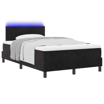 LED Boxspringbett mit Matratze Schwarz 120x200 cm Samt