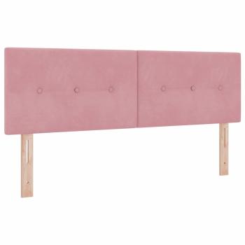 LED Boxspringbett mit Matratze Rosa 140x190 cm Samt