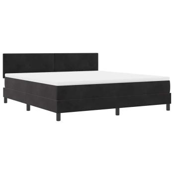 LED Boxspringbett mit Matratze Schwarz 180x200 cm Samt