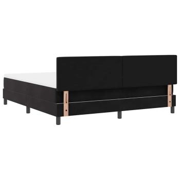 LED Boxspringbett mit Matratze Schwarz 180x200 cm Samt