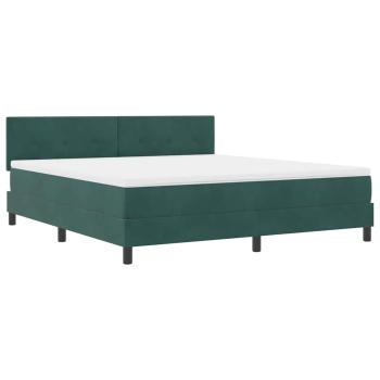 LED Boxspringbett mit Matratze Dunkelgrün 180x200 cm Samt