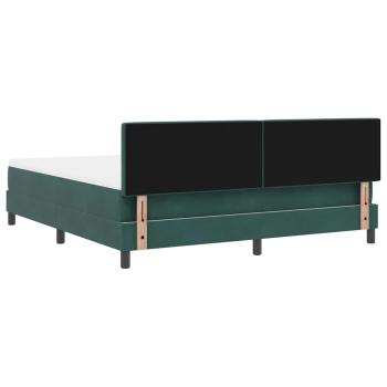 LED Boxspringbett mit Matratze Dunkelgrün 180x200 cm Samt
