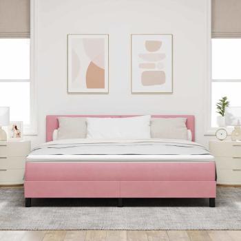 LED Boxspringbett mit Kopfteil Rosa 180 x 200 cm Samt