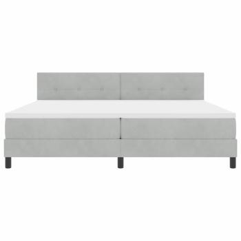 LED Boxspringbett mit Matratze Hellgrau 200x200 cm Samt